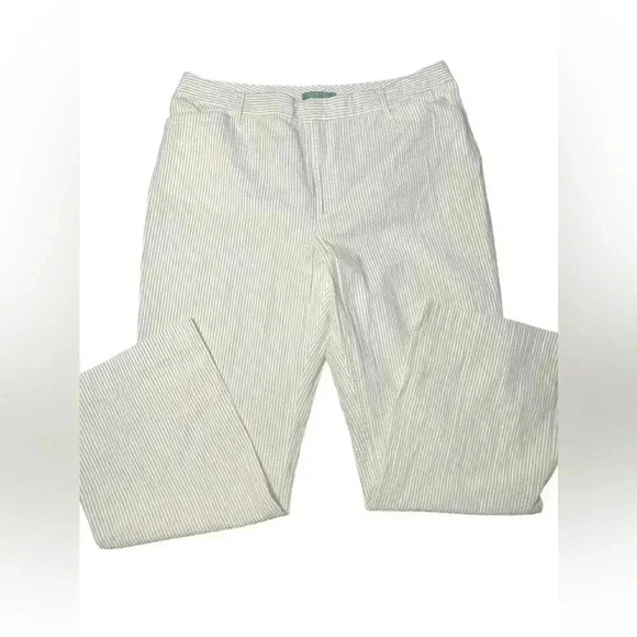 Lauren Ralph Lauren Cotton Seersucker Cream White Striped Pants size 16 - Picture 3 of 9